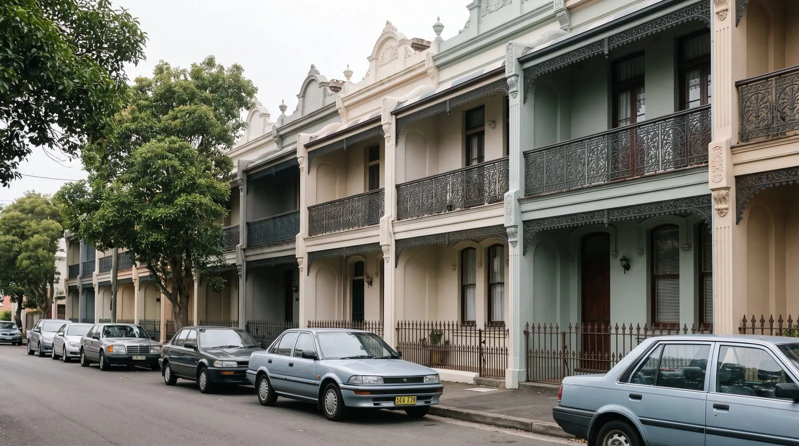 Iron lace terrace houses in Cooks Hill, Newcastle